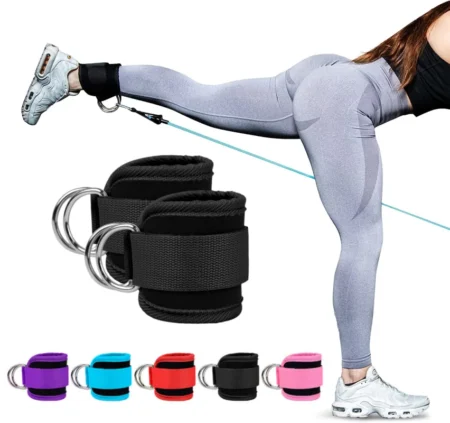 Cable Ankle Straps Double D-Ring Ankle Cuffs For Gym Workout - Image 3