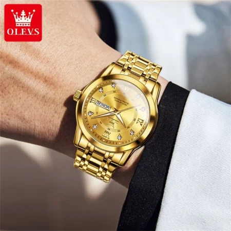 OLEVS Luxury Gold Quartz Men's Watch - Image 3