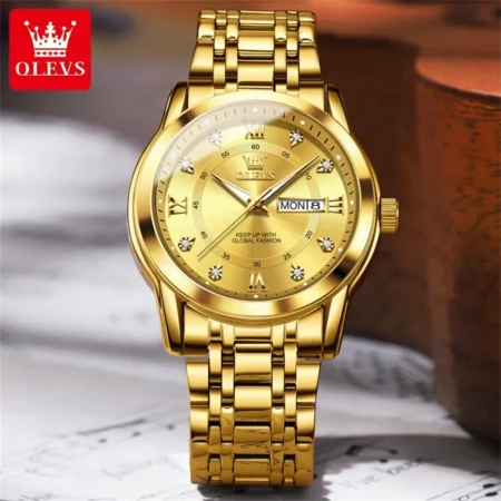 OLEVS Luxury Gold Quartz Men's Watch - Image 6