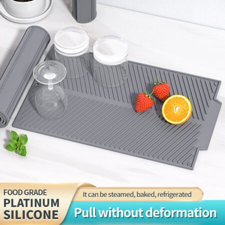 Silicone Dish Draining Mat Silicone Dish Draining Mat Kitchen Pans Washing Up Drying Board Pad Drainer Tray Dish Draining Mat - Image 6